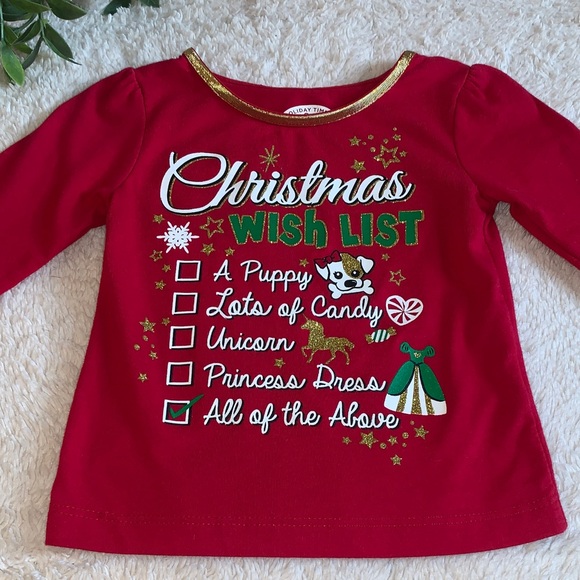 Holiday Time Christmas Top 12M EUC Girl - Picture 1 of 8
